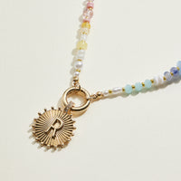 Multi-colored Beaded Initial Charm Necklace | Personalized Jewelry