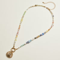 Multi-colored Beaded Initial Charm Necklace | Personalized Jewelry