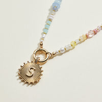 Multi-colored Beaded Initial Charm Necklace | Personalized Jewelry