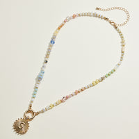 Multi-colored Beaded Initial Charm Necklace | Personalized Jewelry