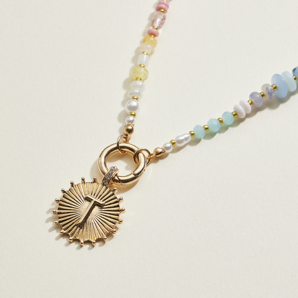 Multi-colored Beaded Initial Charm Necklace | Personalized Jewelry
