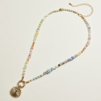 Multi-colored Beaded Initial Charm Necklace | Personalized Jewelry