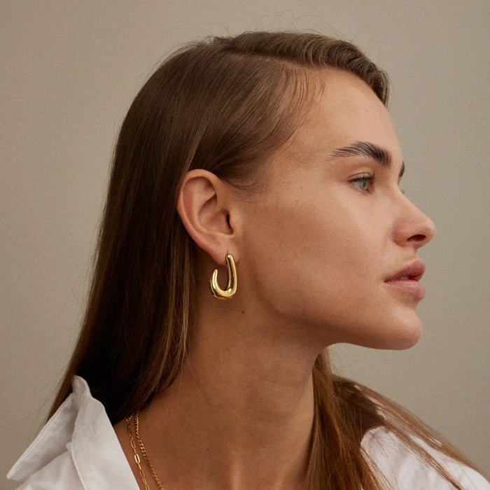 18K Gold Dipped Curved Hoops | Stainless Steel Jewelry