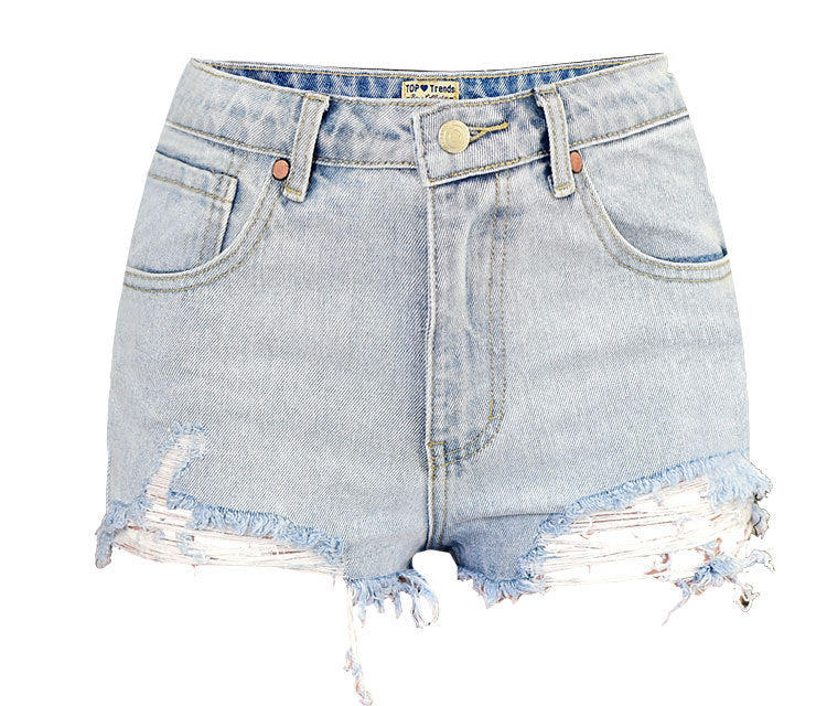 High-Waist Slim Fit Denim Shorts
