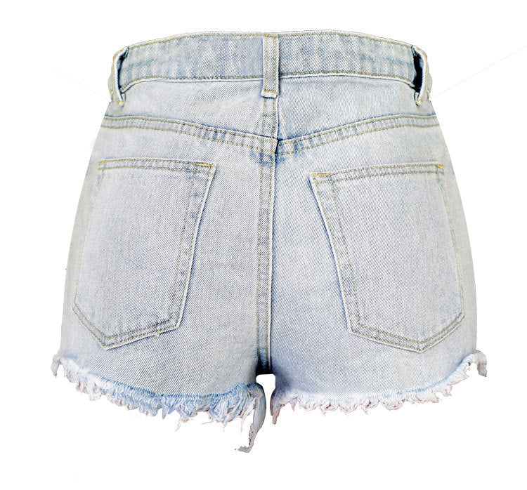 High-Waist Slim Fit Denim Shorts