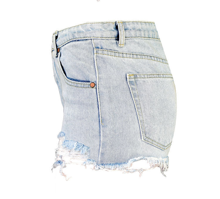 High-Waist Slim Fit Denim Shorts