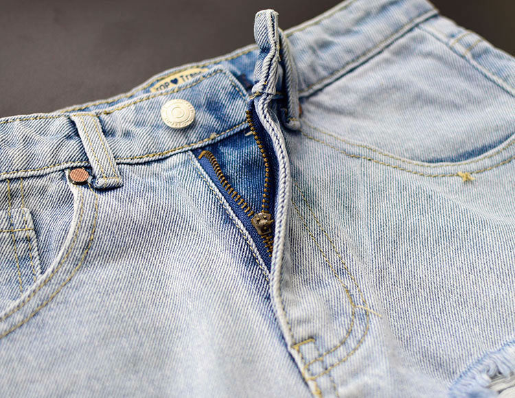 High-Waist Slim Fit Denim Shorts