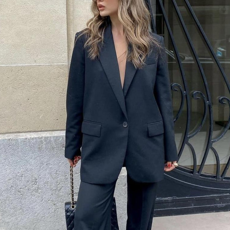 Classic Boyfriend Style Black Blazer