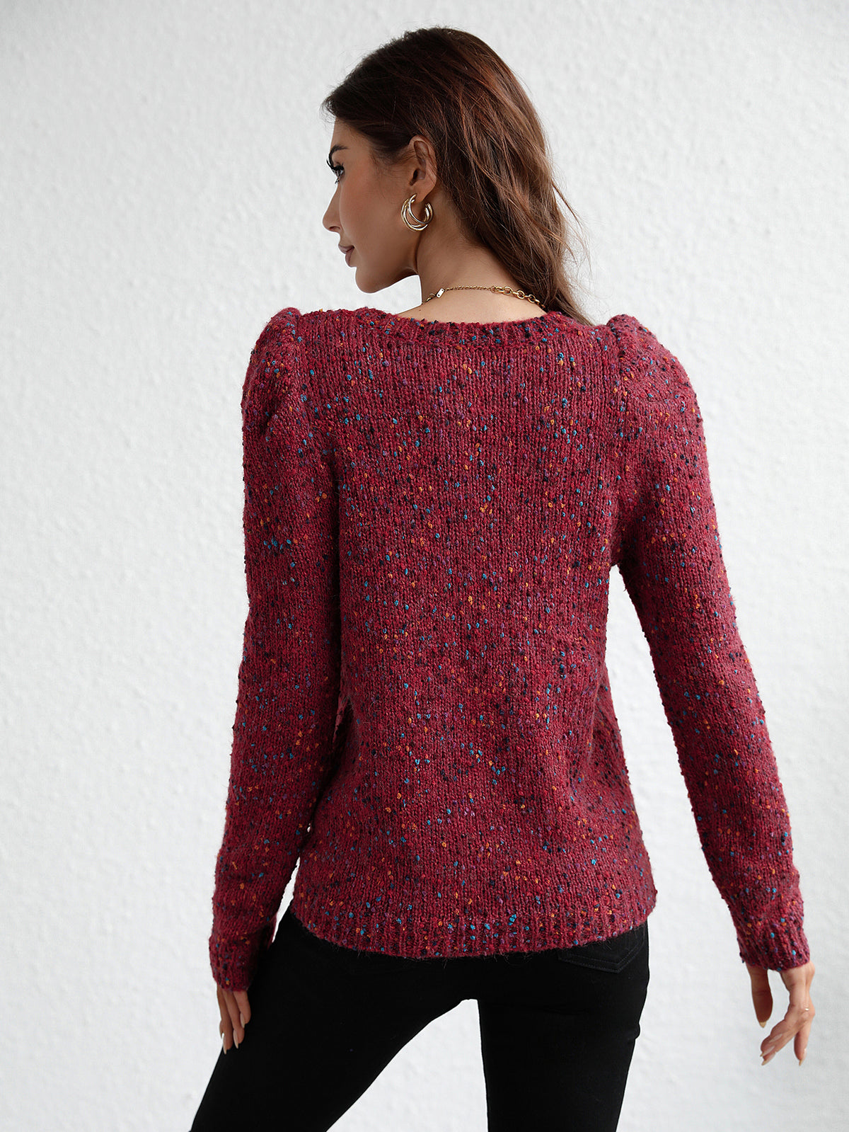 Yarn Knitted Solid Sweater