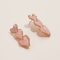 Triple Heart Beaded Drop Earrings