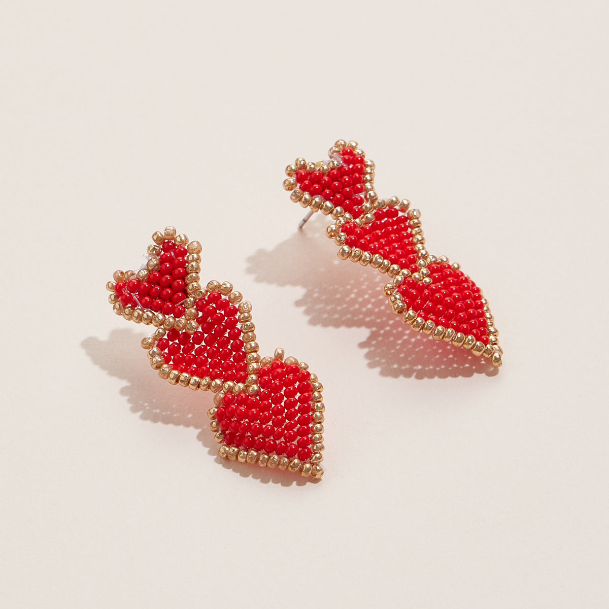 Triple Heart Beaded Drop Earrings