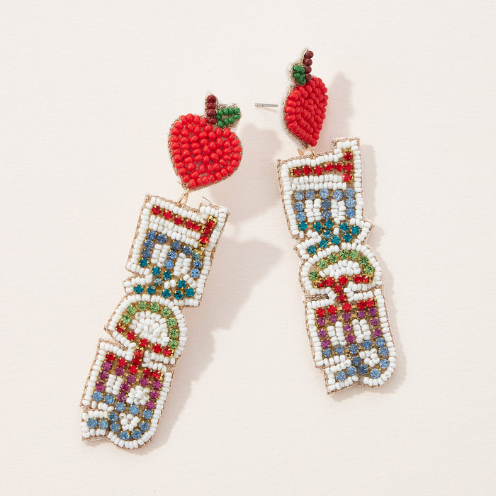 love teacher seed bead earrings