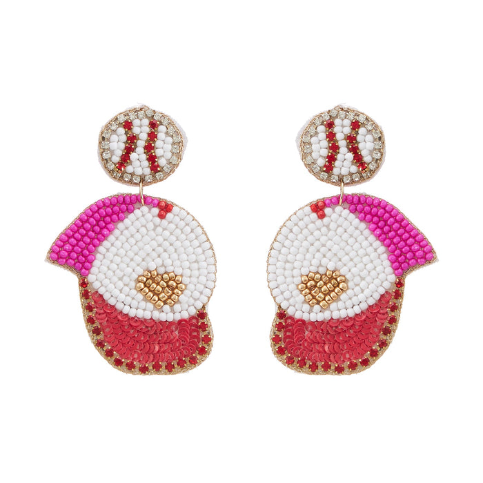 Baseball Cap Seed Bead Earrings