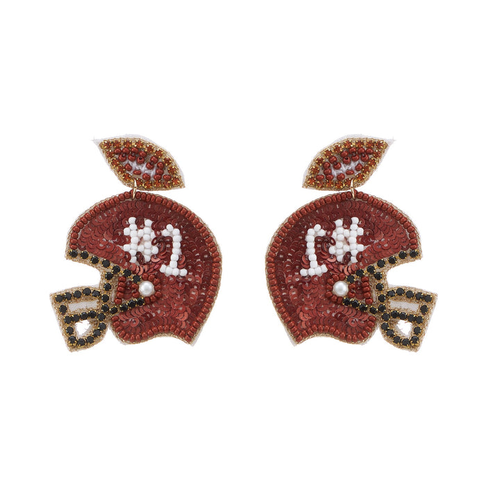 Football Helmet Seed Bead Earrings