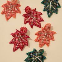 Autumn Leaf Seed Bead Earrings