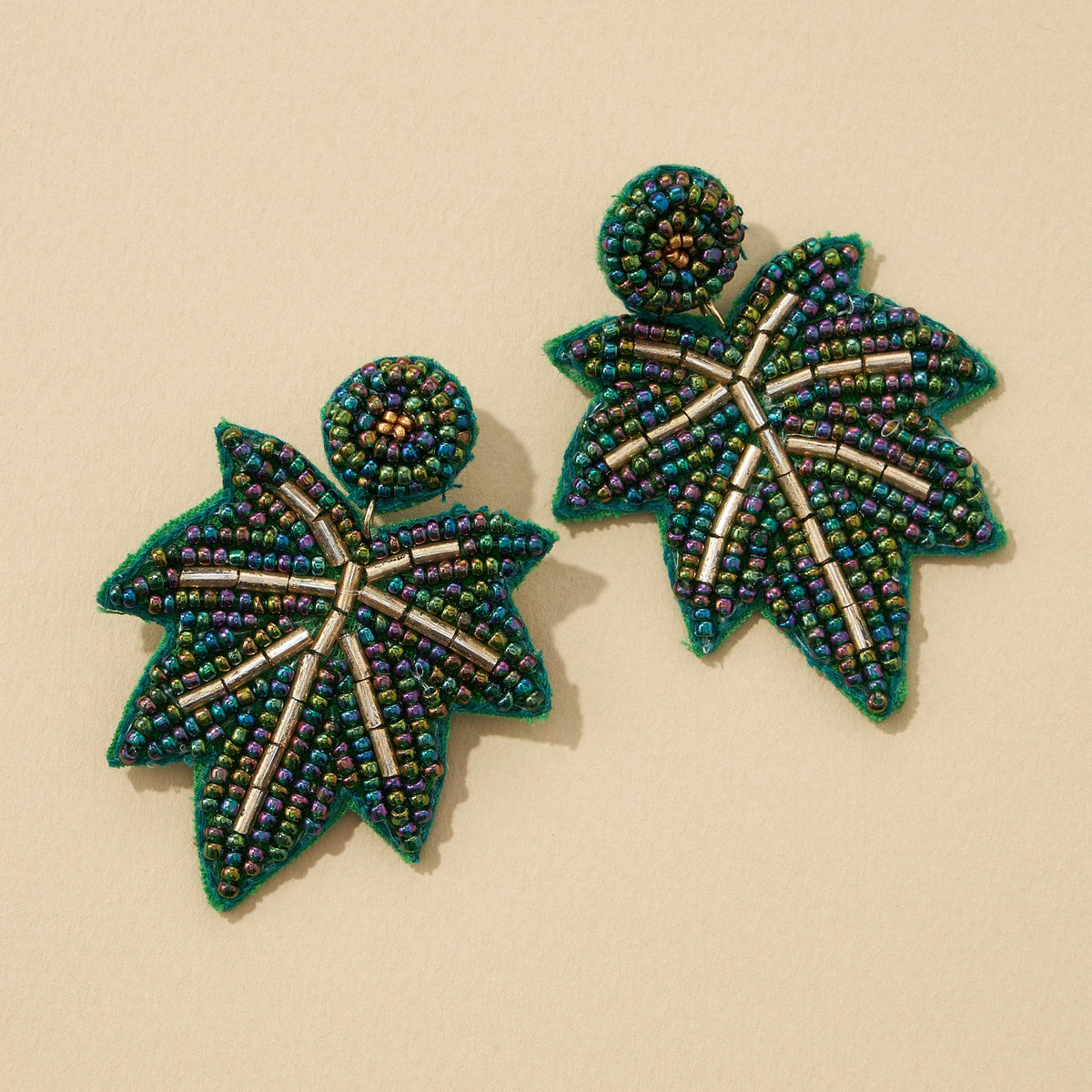 Autumn Leaf Seed Bead Earrings