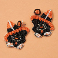 Halloween Party Cat Seed Bead Earrings