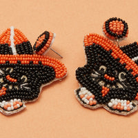 Halloween Party Cat Seed Bead Earrings