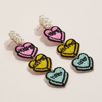 Beaded Candy Heart Statement Earrings