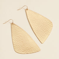 Gold-Tone Hammered Teardrop Earrings – Bold Geometric Dangle Earrings