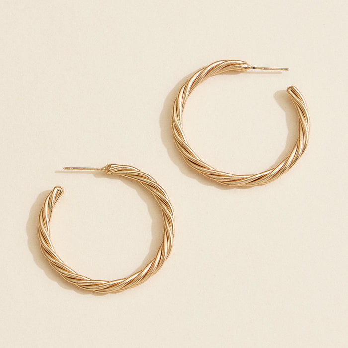 Twisted Rope Hoop Earrings – Gold & Silver-Tone Textured Hoops for Women