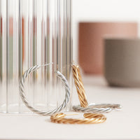 Twisted Rope Hoop Earrings – Gold & Silver-Tone Textured Hoops for Women