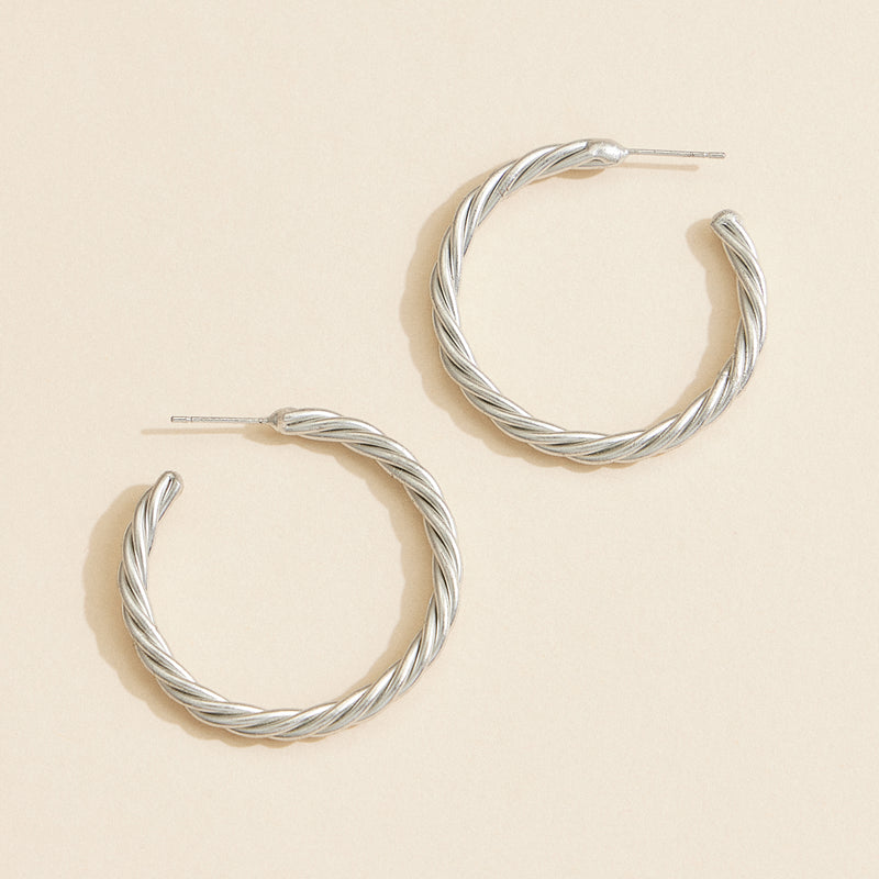 Twisted Rope Hoop Earrings – Gold & Silver-Tone Textured Hoops for Women