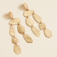 Hammered Matte Brass Statement Earrings – Gold-Tone Dangle Earrings