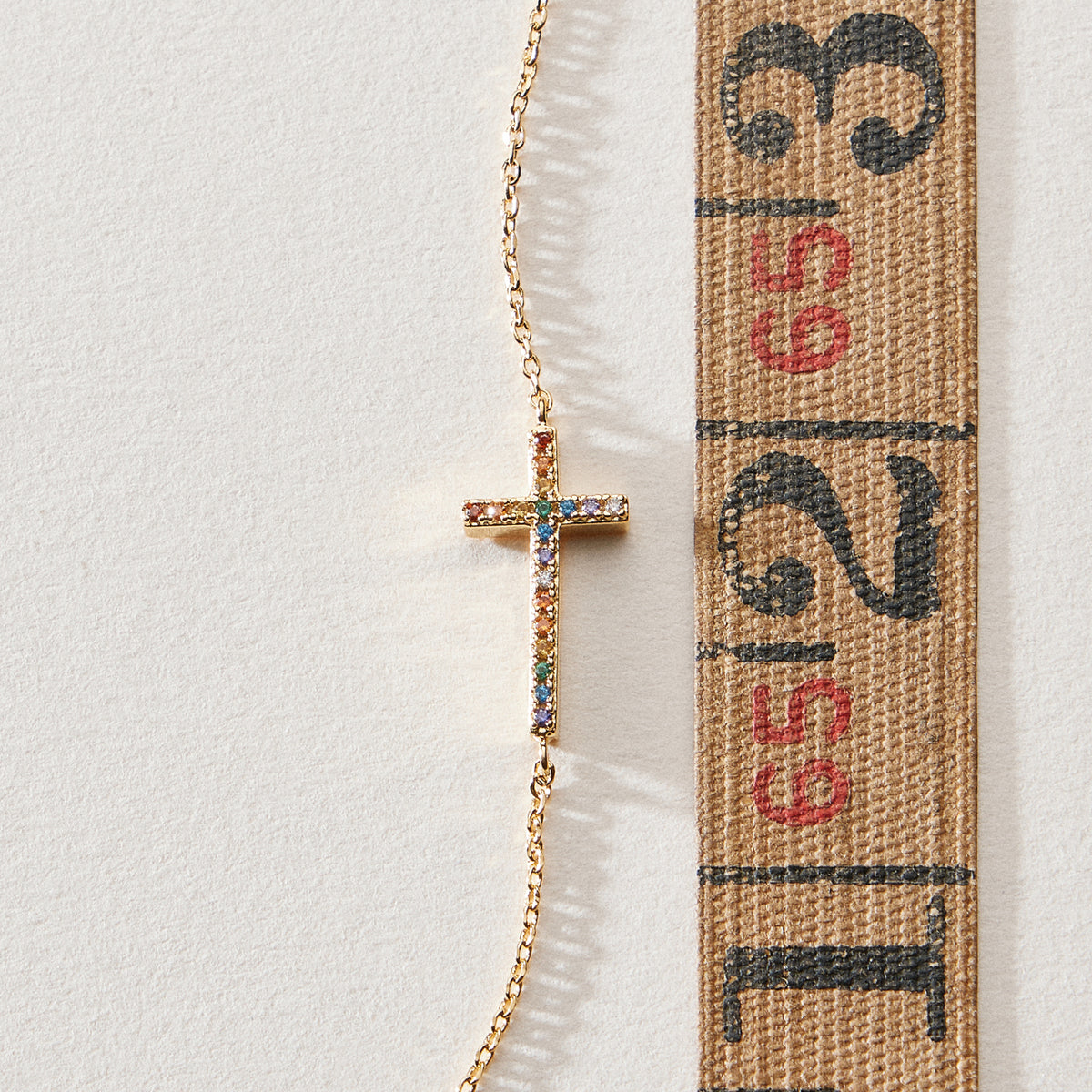 Gold Dipped Cross Pave Pendant Necklace