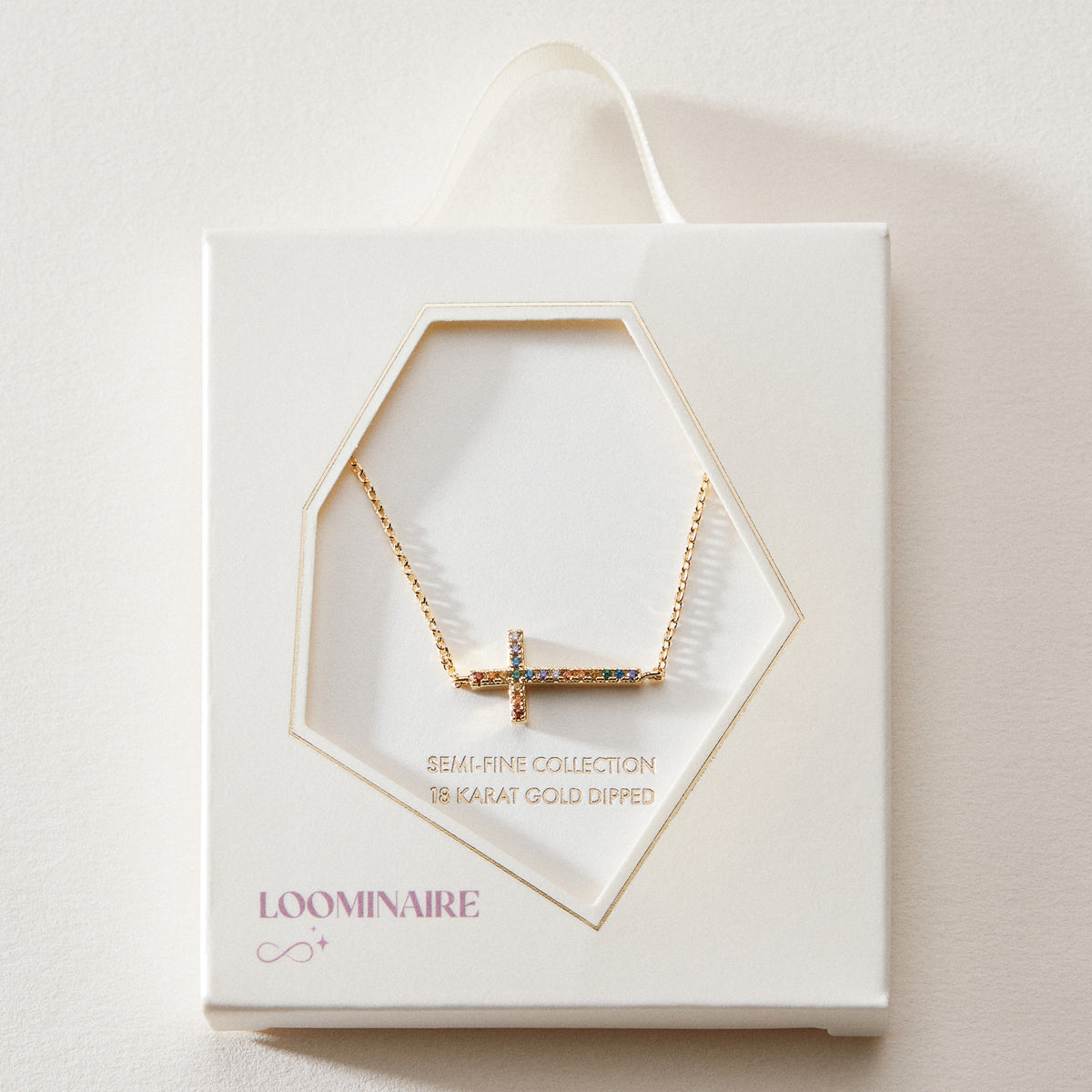 Gold Dipped Cross Pave Pendant Necklace