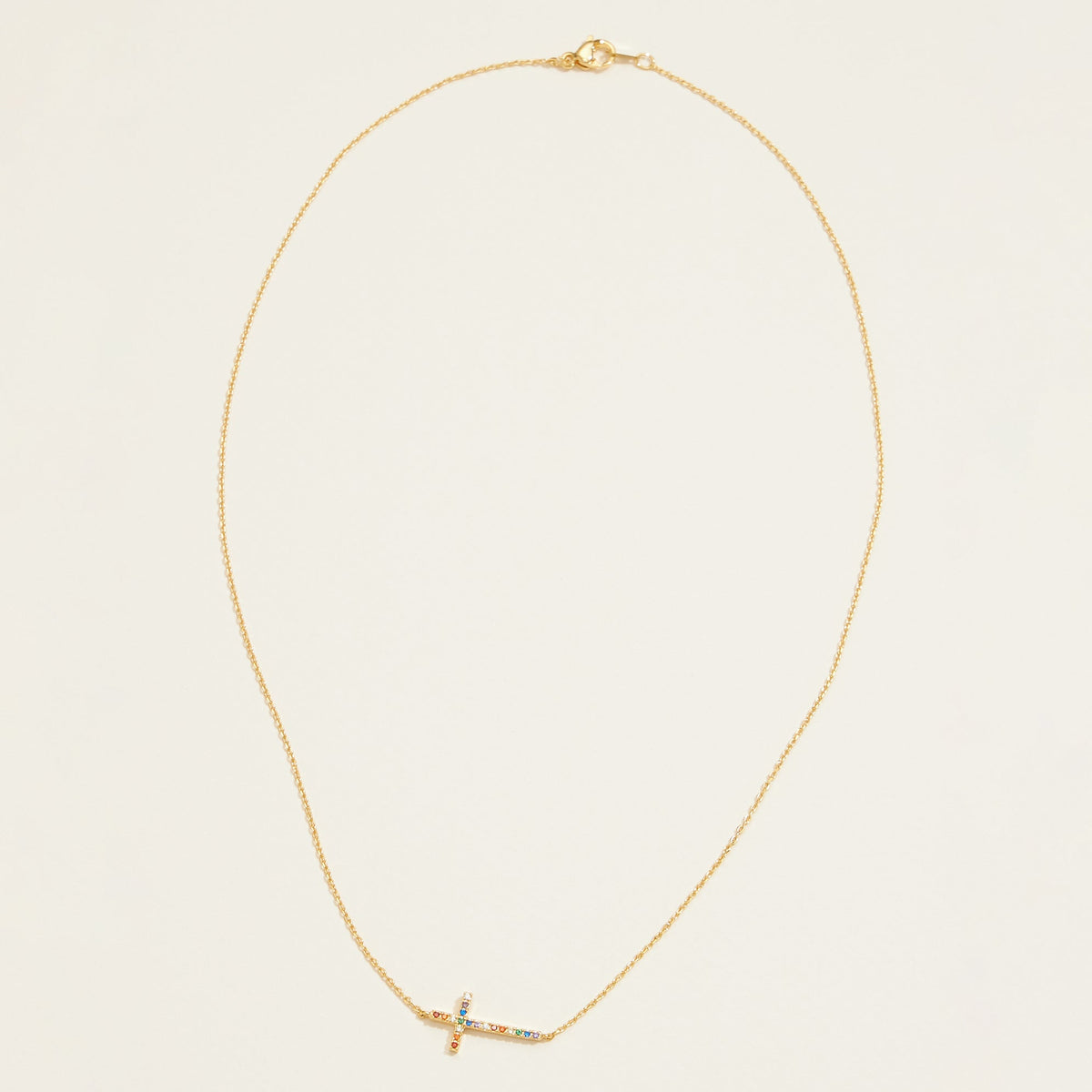 Gold Dipped Cross Pave Pendant Necklace