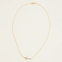 Gold Dipped Cross Pave Pendant Necklace