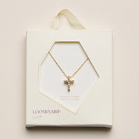Gold Dipped Cross Pendant Necklace – Dainty Crystal Charm Chain