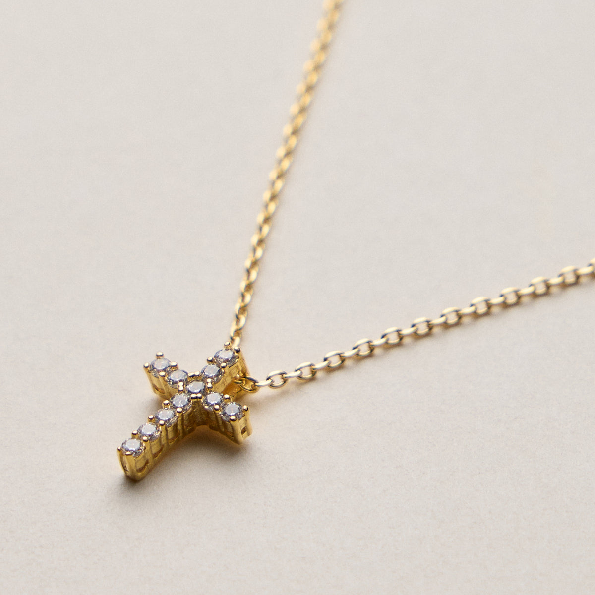 Gold Dipped Cross Pendant Necklace – Dainty Crystal Charm Chain
