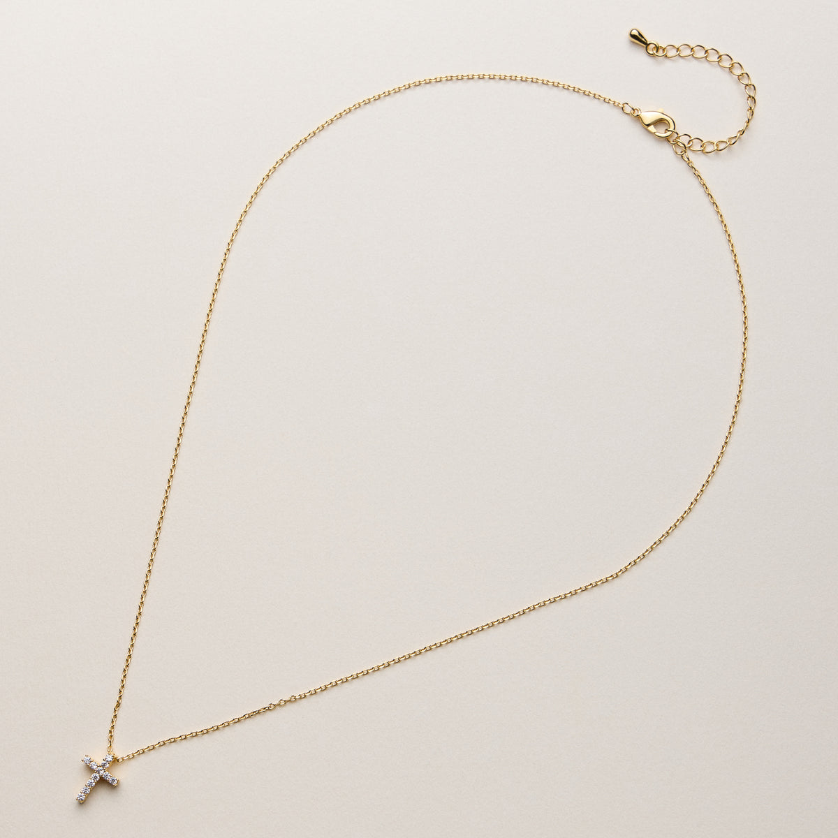 Gold Dipped Cross Pendant Necklace – Dainty Crystal Charm Chain