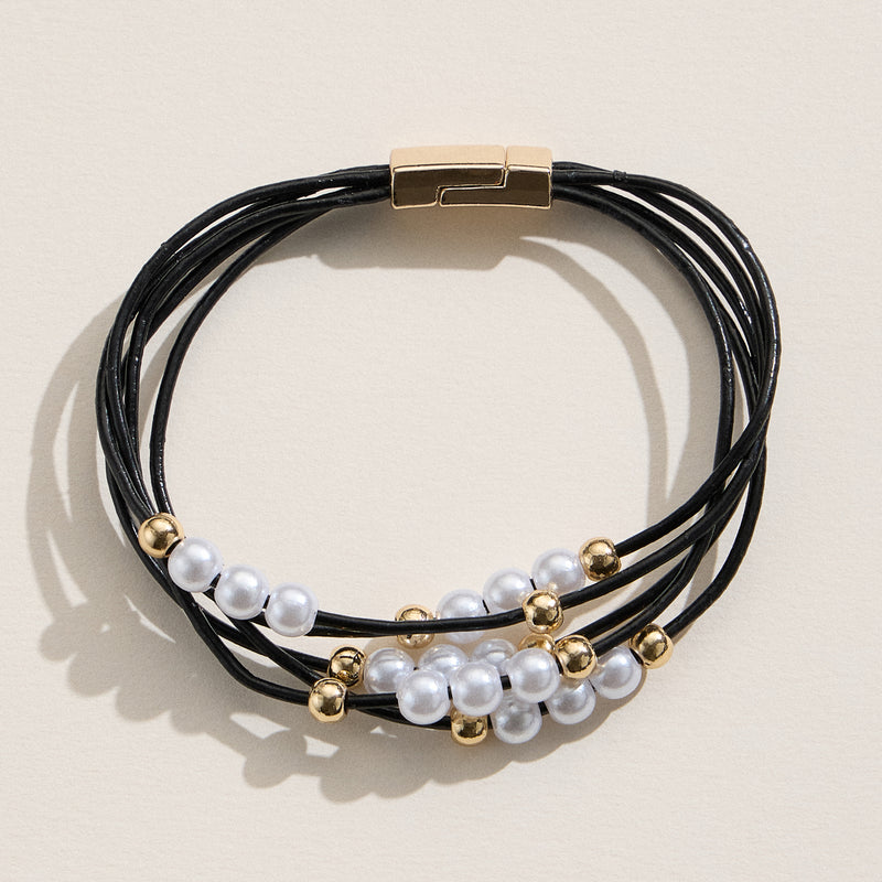 Multi-Strand Bracelet with Faux Freshwater Pearls