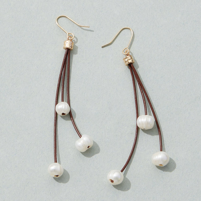 Pearl and Leather Earrings