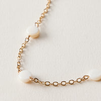 Minimal Chain Anklet with White Beads – Delicate Everyday Anklet