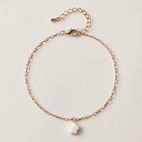 Flower Charm Chain Anklet – Minimal White Flower Anklet