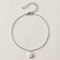 Flower Charm Chain Anklet – Minimal White Flower Anklet