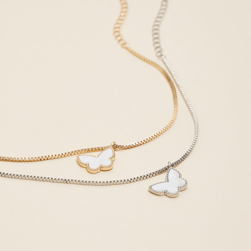 MOP Butterfly Charm Basic Chain Anklet