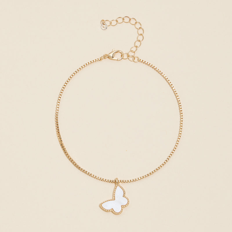 MOP Butterfly Charm Basic Chain Anklet