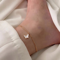 MOP Butterfly Charm Basic Chain Anklet