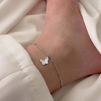 MOP Butterfly Charm Basic Chain Anklet