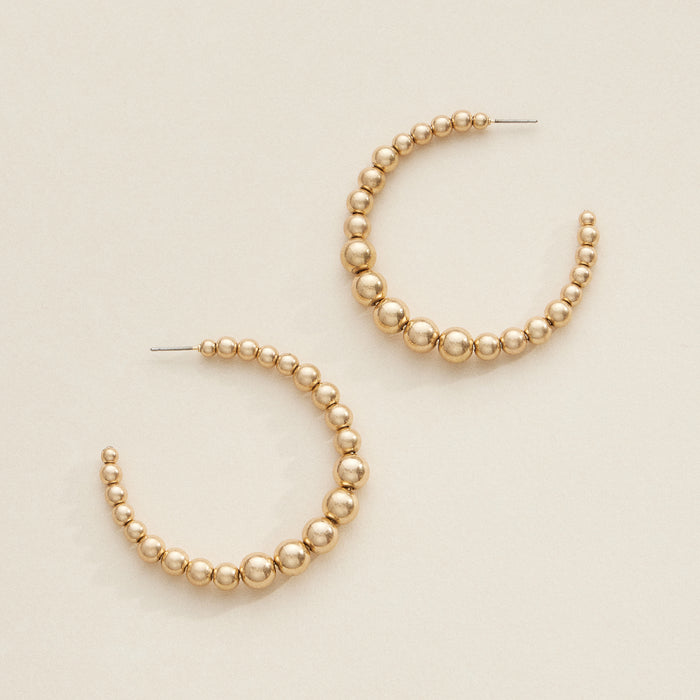 Elegant Beaded Hoop Earrings in Gold and Silver – Modern Statement Jewelry