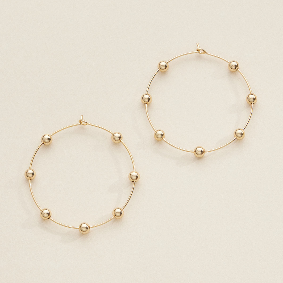 Minimalist Beaded Hoop Earrings in Silver and Gold - Lightweight Modern Jewelry