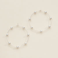 Minimalist Beaded Hoop Earrings in Silver and Gold - Lightweight Modern Jewelry