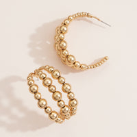 Copper-Coated Beaded Hoop Earrings – Bold & Elegant Statement Jewelry