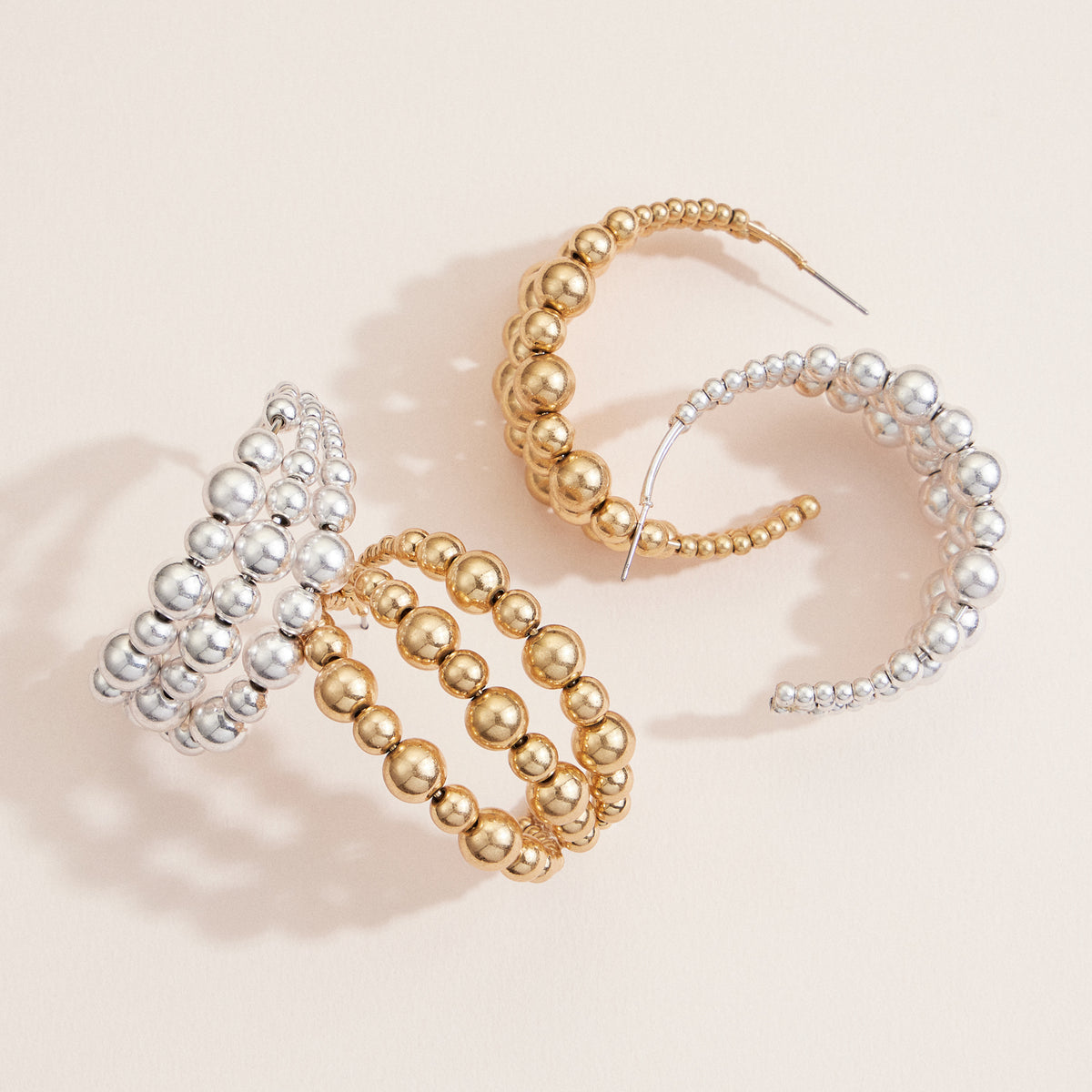 Copper-Coated Beaded Hoop Earrings – Bold & Elegant Statement Jewelry