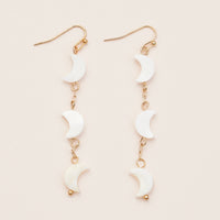 Crescent Moon Drop Earrings – Mother of Pearl Lunar Dangle Jewelry
